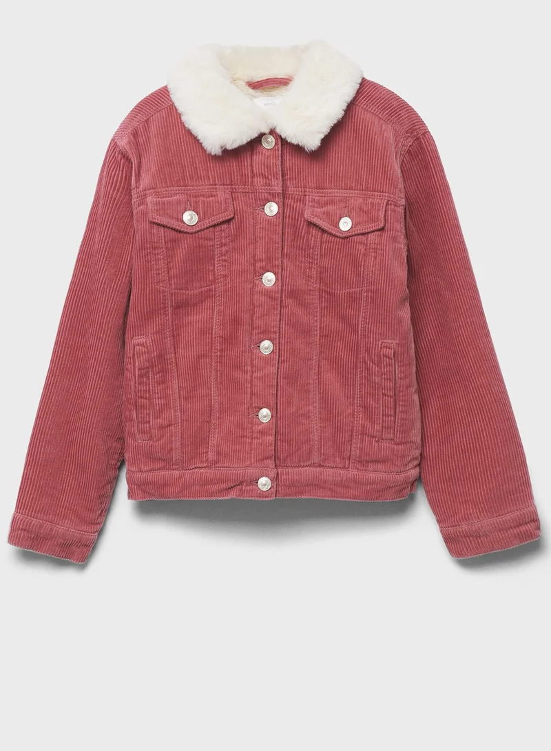 MANGO Kids Corduroy Fur Jacket