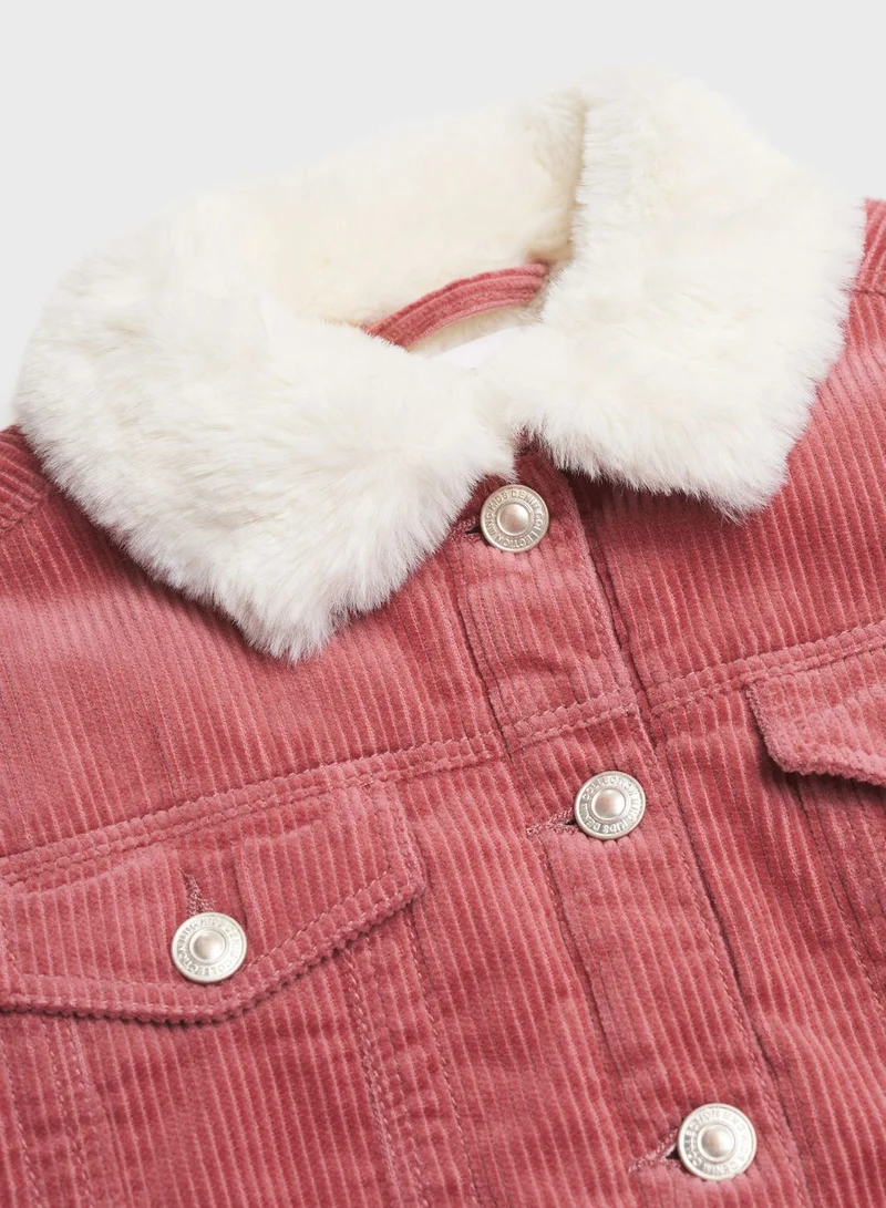 MANGO Kids Corduroy Fur Jacket
