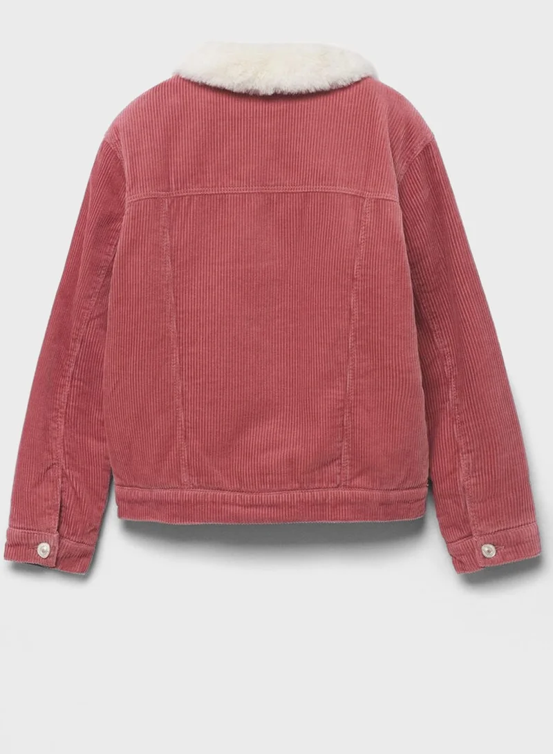 MANGO Kids Corduroy Fur Jacket