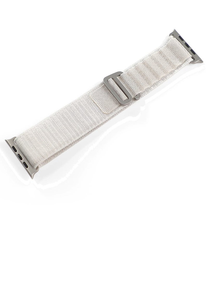 سوار بديل من النايلون الأبيض يتوافق مع ساعة الإصدار التاسع/الترا/الترا2، مقاس 44/45/49 مم