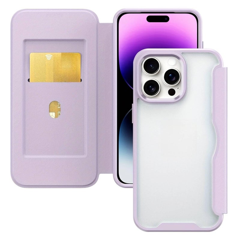غطاء واقي بAcrylic لـ iPhone 16 / 16 Plus / 16 Pro / 16 Pro Max باللون بنفسجي بوظيفة حامل من الأكريليك مع حامل قابل للطي ومقاوم للخدش مع مقاوم للصدمات مع مقاوم لبصمات الأصابع - Image 2