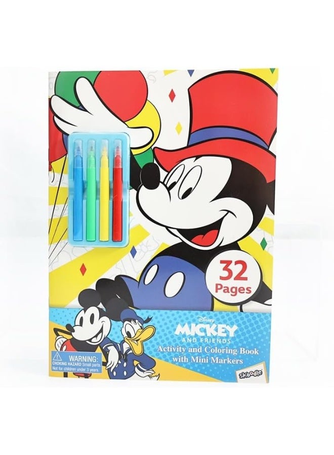 SKOODLE Disney Coloring Activity Books for 3-6 years Kids with 4-Colour Mini Markers Set Educational Toys Birthday Gifts School Goodie Bags Stuffers Travel Essentials(Mickey) - Image 1