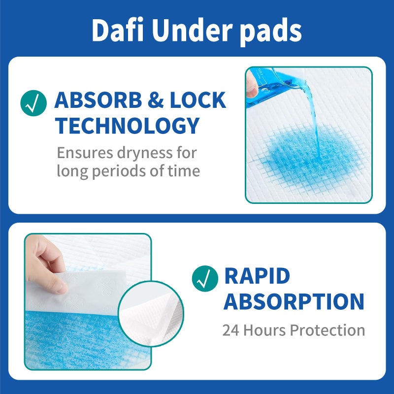 DAFI Disposable Incontinence Bed Pads Thick Underpads, Effective Odor Control Pee Pads, Chucks Pads (1, 2X-Large/10 Pads) - Image 2