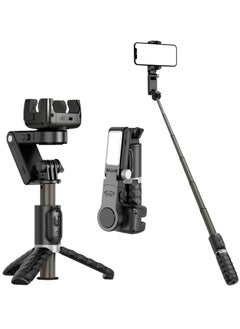 Stick Gimbal Stabilizer, 360° Rotation Tripod 2-Axis Auto Face Selfie Stick Tripod with LED light, Remote Control Intelligent Stabilizer for Android/iPhone Vlogging, YouTube, TikTok Video