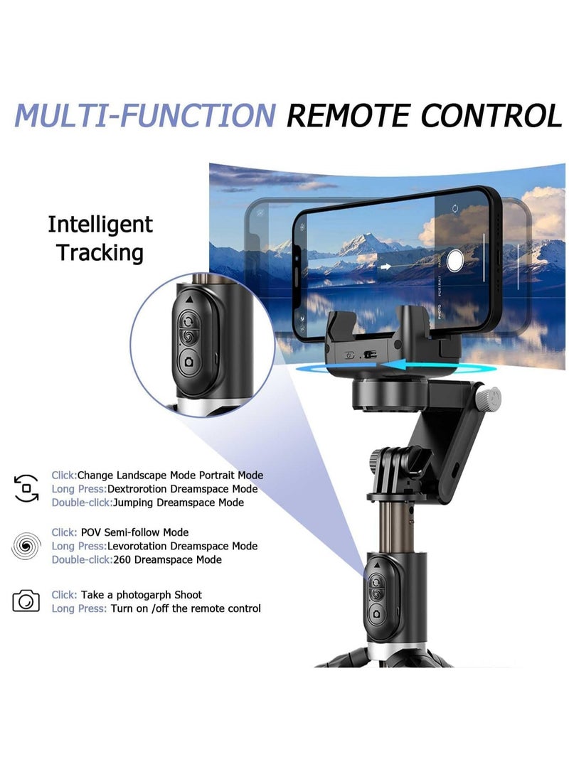 Houmt - Stick Gimbal Stabilizer, 360° Rotation Tripod 2-Axis Auto Face Selfie Stick Tripod with LED light, Remote Control Intelligent Stabilizer for Android/iPhone Vlogging, YouTube, TikTok Video - Image 1