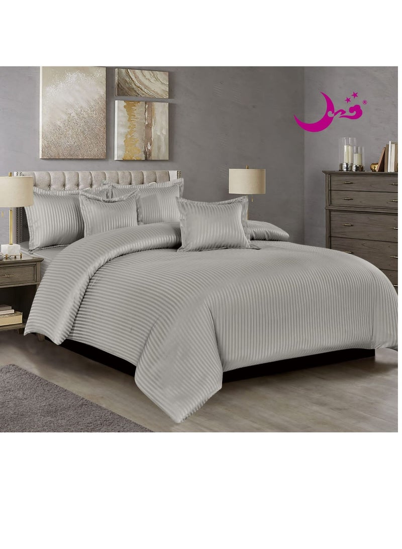 مون طقم لحاف نفرين فندقي مقلم 6قطع حشوه متحركه مقاس كنج