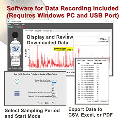 ennoLogic eS528L Decibel Meter and Recorder by ennoLogic – Digital Sound Level Meter and Noise Logger – Max/Min/Hold, 30-130 dBA Range, Updated Software - Image 4