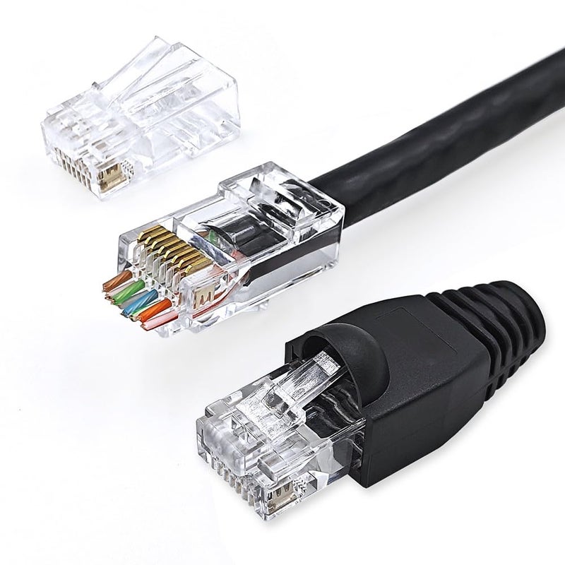 XANHAM Cat 6 Pass Through RJ45 Connector with Strain Relief Boots Modular Crimp Network Plug for 23AWG Cat6, Cat5, Cat5e Solid or Stranded Ethernet Cable (Cat6 Unshielded, 50) - Image 1