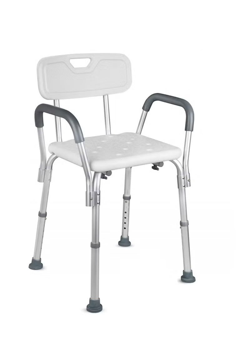 Beauenty Elderly Bath Chair with Back and Arms, Sitz Shower Chair, Bath Aid Stool, Aluminum Alloy Non-Slip Bathroom Stool, with Suction Assist Grab Bar,Suitable for Aging - Image 1