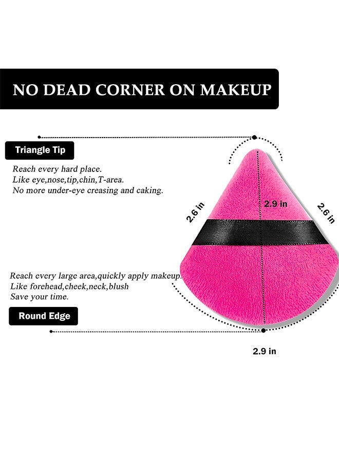 Powder Puffs Makeup Sponge, 10 Pcs Reusable Soft Velvet Face Triangle Powder Puff, Soft Makeup Powder Puff for Contouring Under Eye and Corner (Rose Red+Pink) - Image 2