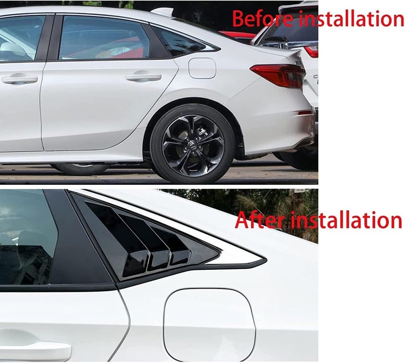 QASULER Car Rear Side Window Louvers for Civic Sedan 2022 - Image 3