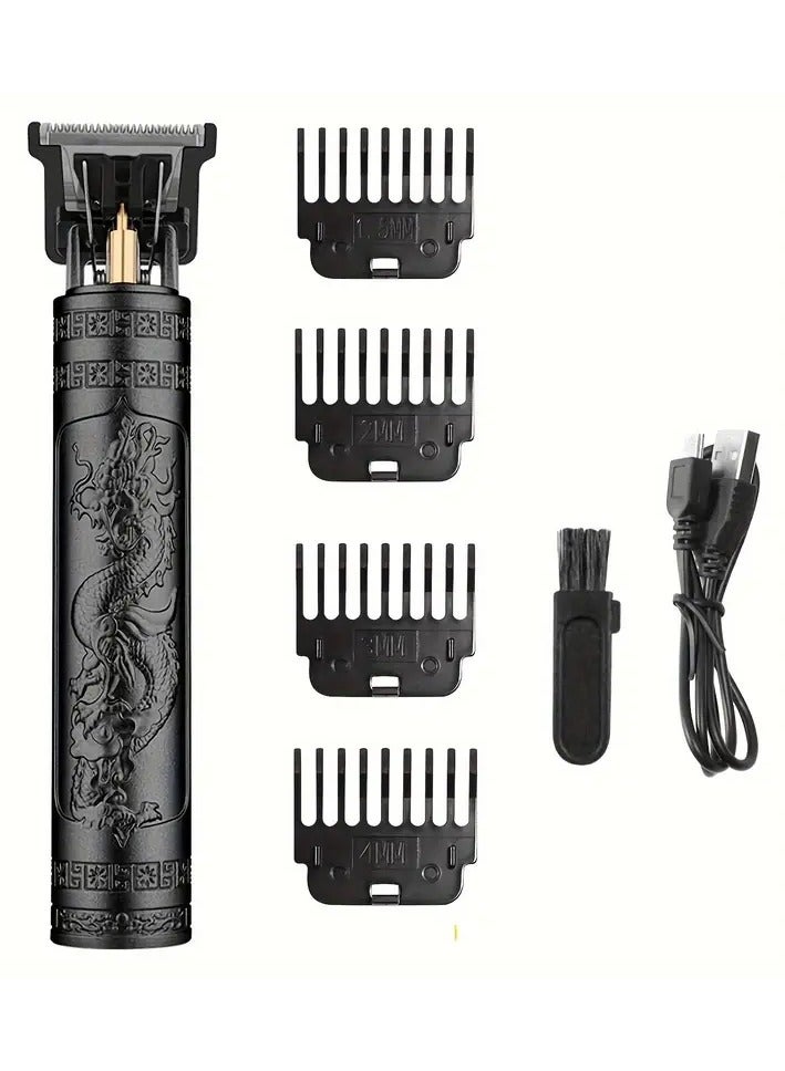 ORiTi Engraved Electric Hair Clipper, USB Rechargeable Trimmer With T/R-Shaped Cutter Heads, Washable Blades, 4 Guide Combs For Hair, Beard, And Body Grooming - Image 1