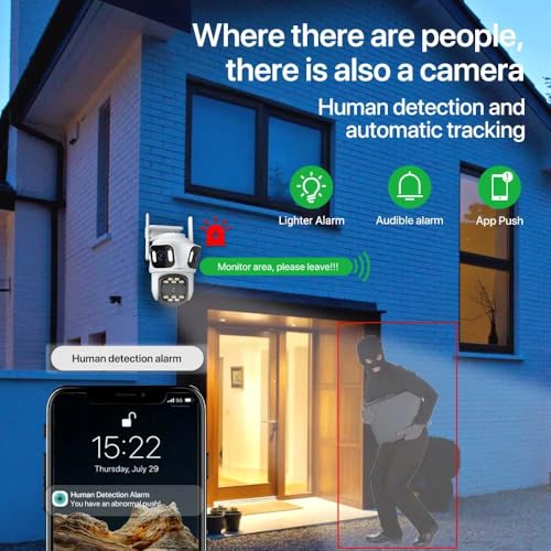 Active Pixel A9 4+4+4MP Triple Lens WiFi Outdoor Security Camera | 8 LED Full-Color Night Vision | 360° PTZ | Motion Tracking | Human Detection | Two-Way Audio | Waterproof CCTV for Home & Office - A9 - Image 5
