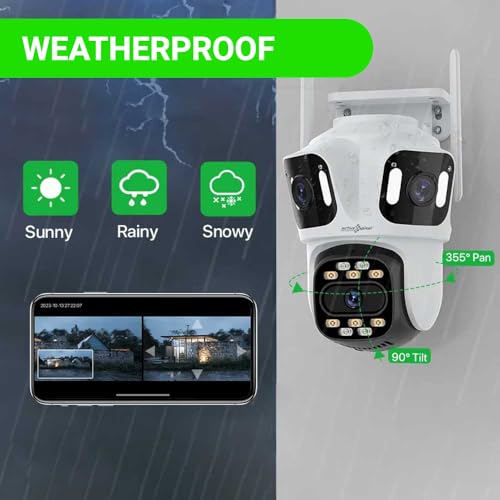 Active Pixel A9 4+4+4MP Triple Lens WiFi Outdoor Security Camera | 8 LED Full-Color Night Vision | 360° PTZ | Motion Tracking | Human Detection | Two-Way Audio | Waterproof CCTV for Home & Office - A9 - Image 4