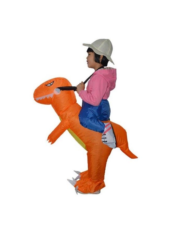 إسكدنيا بدلة ديناصور قابلة للنفخ للأطفال، بدلة ركوب الديناصور، بدلة حفلات مميزة مضحكة لمهرجان رياضي للأهل والأطفال - Image 2