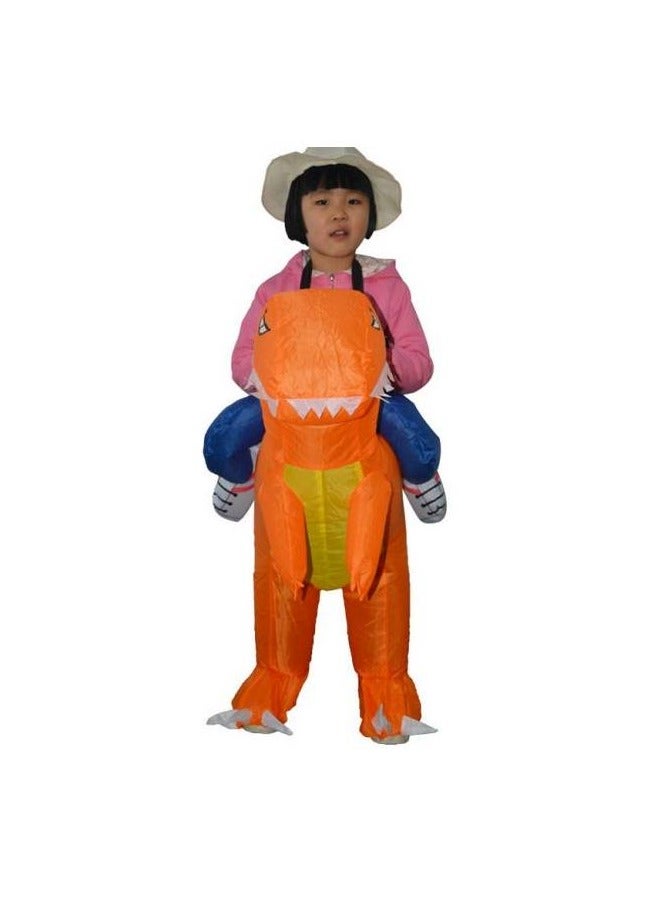 إسكدنيا بدلة ديناصور قابلة للنفخ للأطفال، بدلة ركوب الديناصور، بدلة حفلات مميزة مضحكة لمهرجان رياضي للأهل والأطفال - Image 1