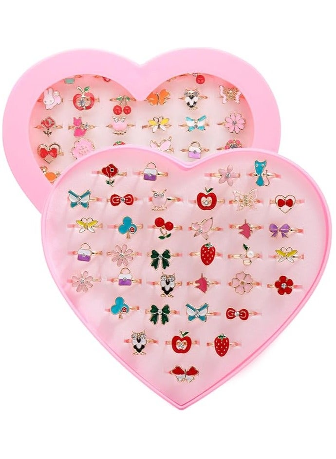 المنزل الذكي صندوق خواتم على شكل قلب قابل للتعديل من هوم سمارت جوليري للفتيات الصغيرات اللاتي يتظاهرن باللعب ويلبسن حلقات ذات شكل ولون عشوائي