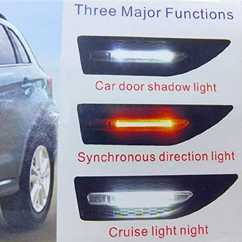 Aksmit Car Side Fender Light with 3 Colour Led Indicator Light (Silver) For WagonR - Image 4