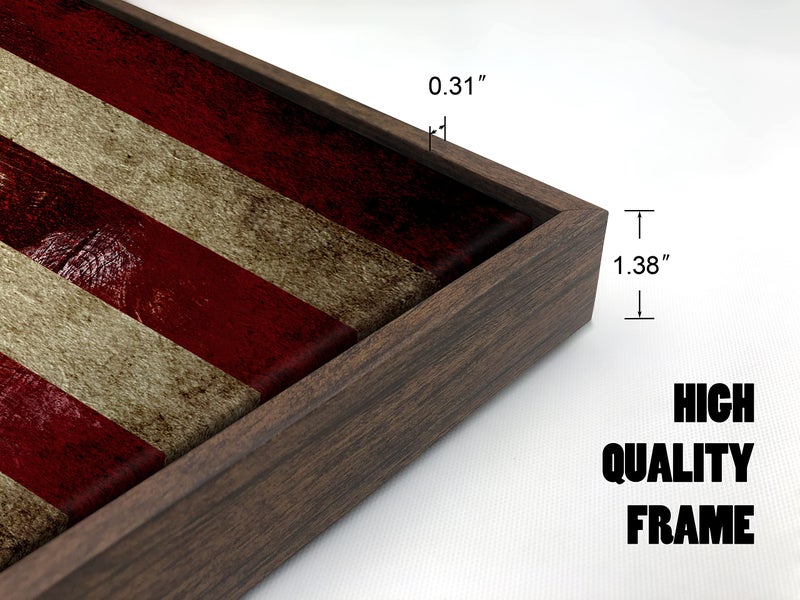 Pyradecor Walnut Framed Canvas Wall Art Large Old Vintage American Flag Canvas Prints Abstract Pictures Paintings for Living Room Office Home Decorations - Image 5