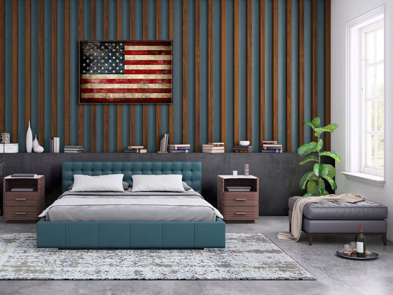 Pyradecor Walnut Framed Canvas Wall Art Large Old Vintage American Flag Canvas Prints Abstract Pictures Paintings for Living Room Office Home Decorations - Image 4