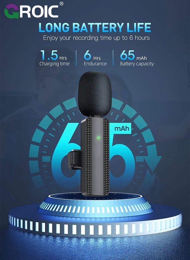GROIC Wireless Microphone for iPhone 15/16 Series, iPad, Android, USB-C Wireless Clip-on Microphones for iPhone Video Recording, Interview, TikTok, YouTube (Pack of 2)  - Image 3