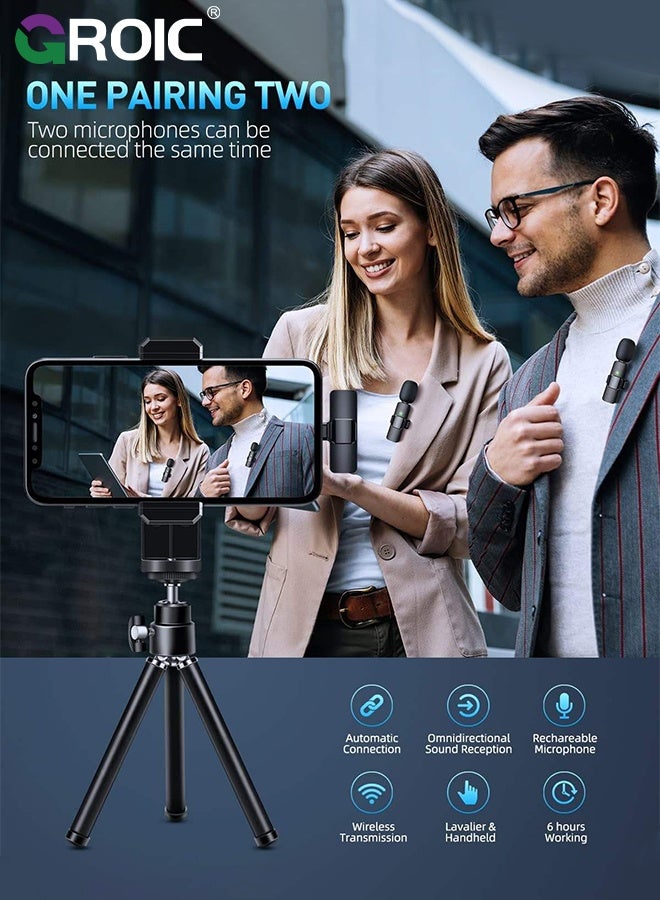 GROIC Wireless Microphone for iPhone 15/16 Series, iPad, Android, USB-C Wireless Clip-on Microphones for iPhone Video Recording, Interview, TikTok, YouTube (Pack of 2)  - Image 4