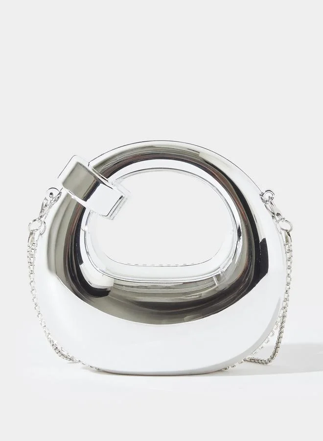 Styli  Silver Tone Rhinestone Embellished Mini Clutch with Removable Chain Strap for Women | Best Price UAE