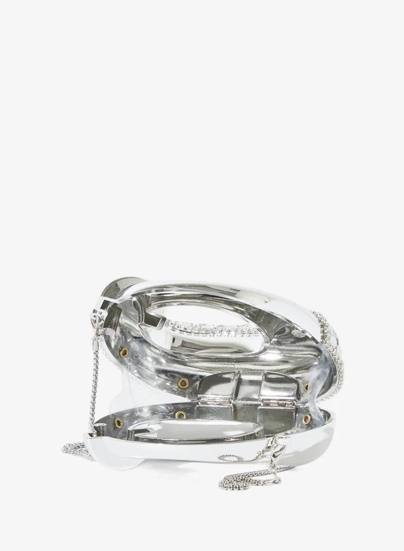 Styli  Silver Tone Rhinestone Embellished Mini Clutch with Removable Chain Strap for Women | Best Price UAE