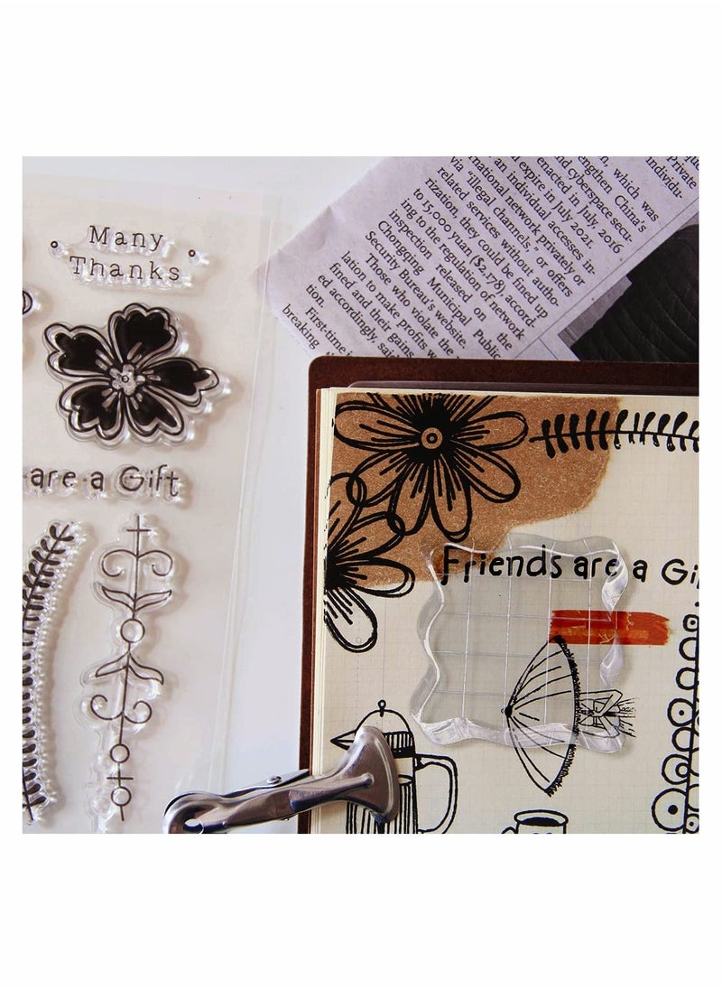 Generic - 3 Piece DIY Clear Stamp Block Set with Grid Perfect for Scrapbooking Photo Albums and Creative Crafts - Image 1
