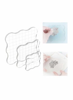 3 Piece DIY Clear Stamp Block Set with Grid Perfect for Scrapbooking Photo Albums and Creative Crafts