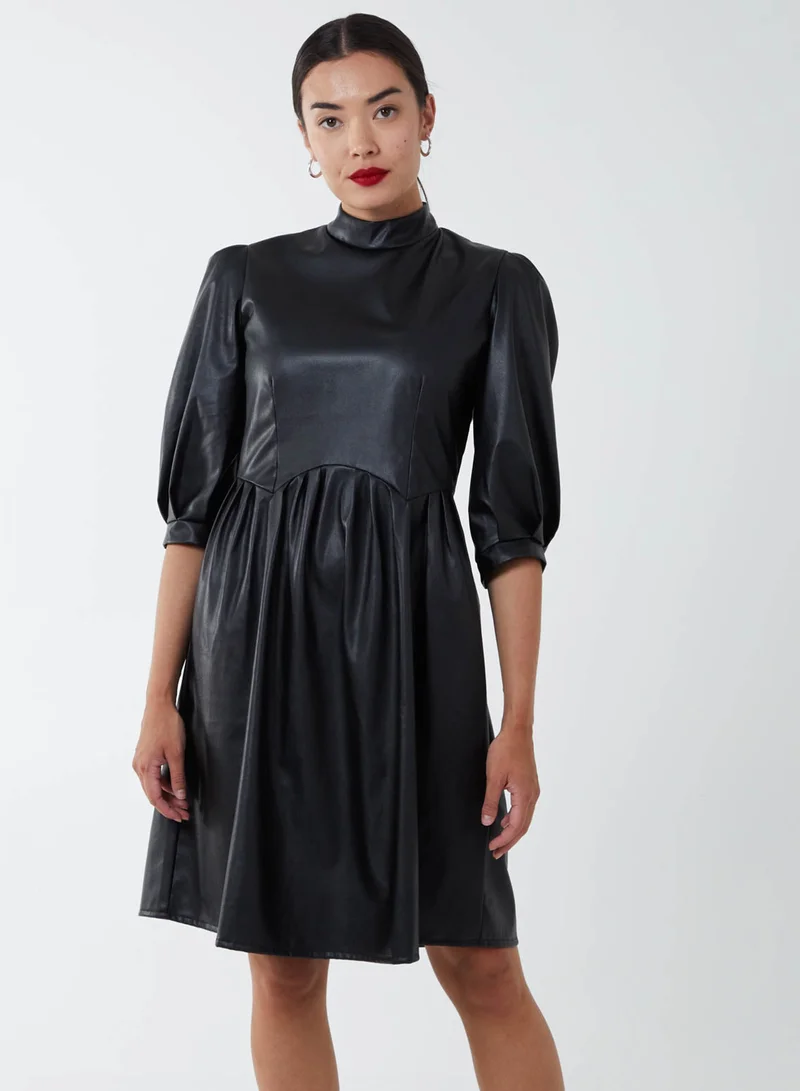 بلو فانيلا فستان بياقة عالية من البولي يوريثان