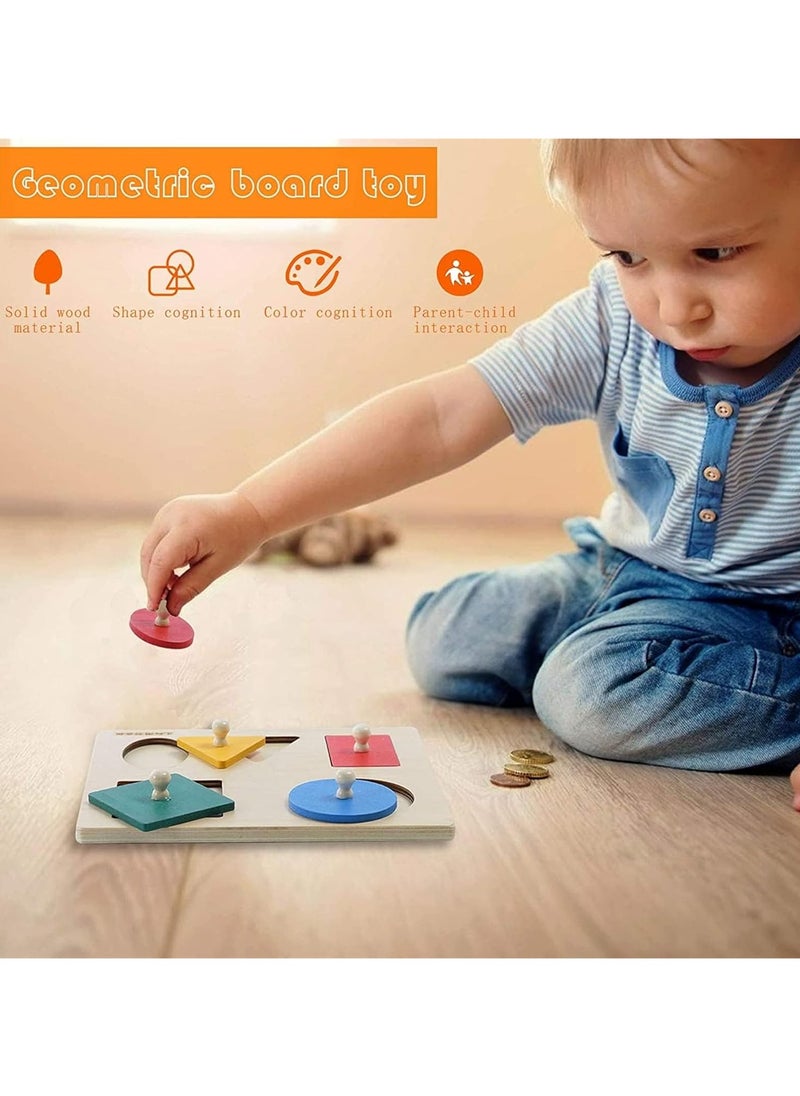 Generic - Multiple Shape Puzzle, Easy Grasp Jumbo Knob Baby Puzzles for Toddlers Shape Color Sorter, Montessori Baby Wooden Learning Puzzles - Image 1