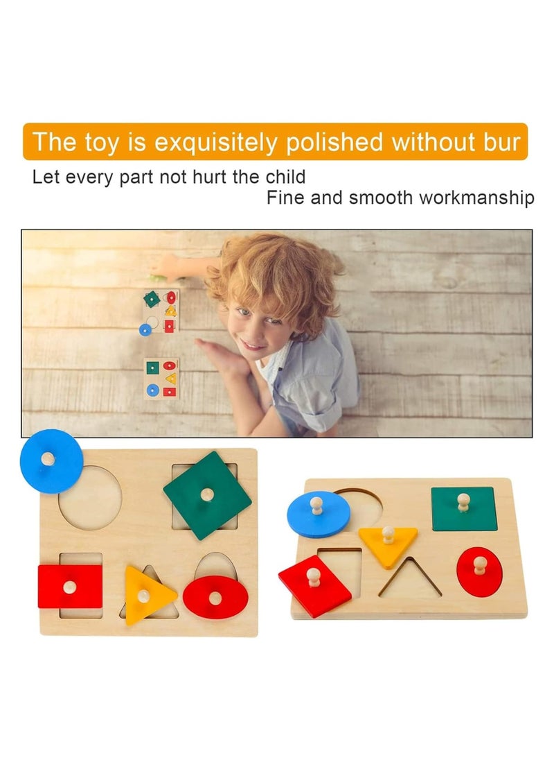 Generic - Multiple Shape Puzzle, Easy Grasp Jumbo Knob Baby Puzzles for Toddlers Shape Color Sorter, Montessori Baby Wooden Learning Puzzles - Image 1