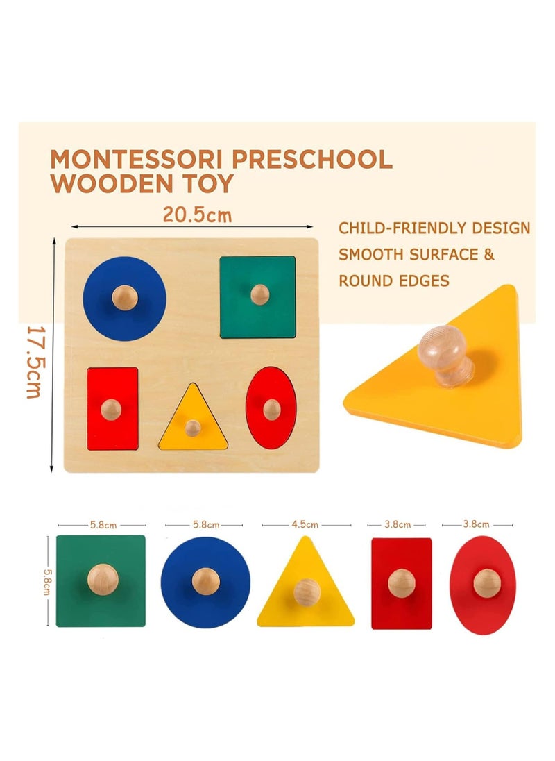 Generic - Multiple Shape Puzzle, Easy Grasp Jumbo Knob Baby Puzzles for Toddlers Shape Color Sorter, Montessori Baby Wooden Learning Puzzles - Image 1