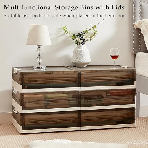 HOME CUBE 1 Pc Plastic Under Bed Storage Organizer With Wheels Rolling Folding Stackable Box Storage Stacker For Wardrobe For Clothes,Shoe,Blankets,Toys,Bedding,Books,84X40X17 Cm,grey - Image 3