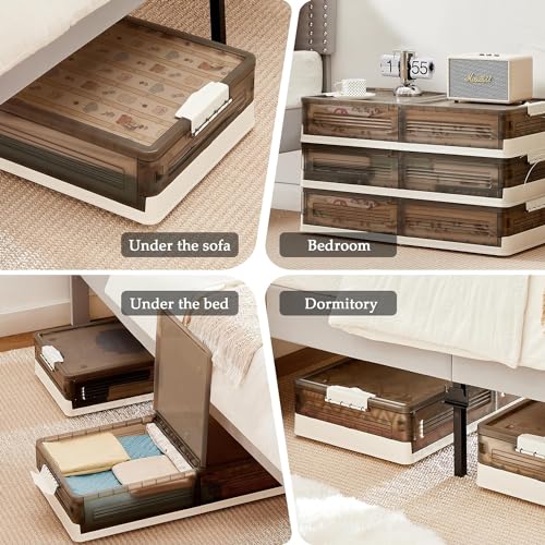 HOME CUBE 1 Pc Plastic Under Bed Storage Organizer With Wheels Rolling Folding Stackable Box Storage Stacker For Wardrobe For Clothes,Shoe,Blankets,Toys,Bedding,Books,84X40X17 Cm,grey - Image 2