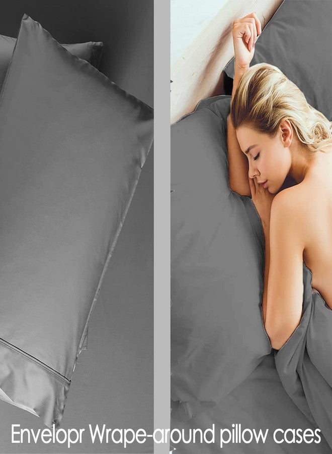 Softhour Twin XL Grey Sheet Set, 4 Piece Microfiber Bed Sheets，Soft Flat Bed Sheets Cover, Hotel Luxury 1800 High Thread Count Comfy Sheets, 21" Deep Pocket Fitted Sheets, Wrinkle Free-Grey - Image 3