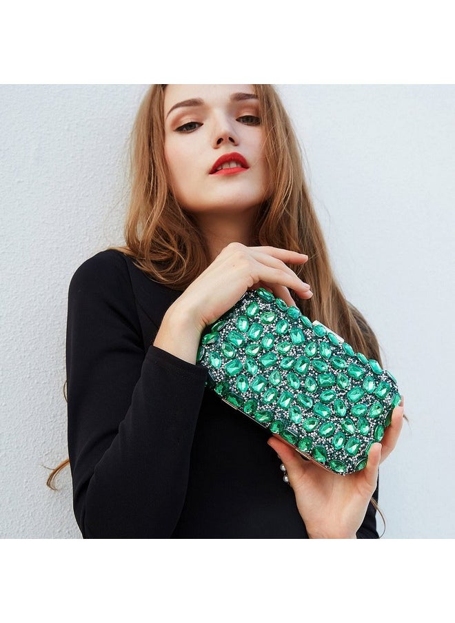 Milisente - Clutch Purses For Women Crystal Clutches Evening Bags Gemstone Clutch Purse For Wedding Party(Hot Pink) - Image 1