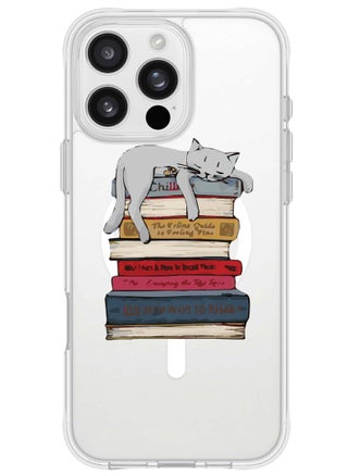 iPhone 16 Pro Magsafe Magnetic Case for iPhone Compatible with Wireless Charging, Shockproof Phone Bumper Cover - Cat on books - pzsku/Z6960F996A038D15D7C10Z/45/_/1725696036/bb90db0a-e96f-494a-b8ca-cff6c05b24de