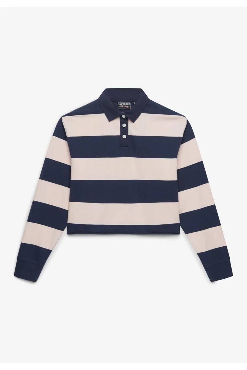 سوبر دراي Athletic Essentials Cropped Stripe Rugby Top