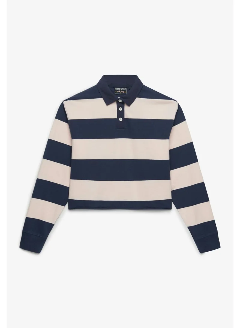 Superdry Athletic Essentials Cropped Stripe Rugby Top