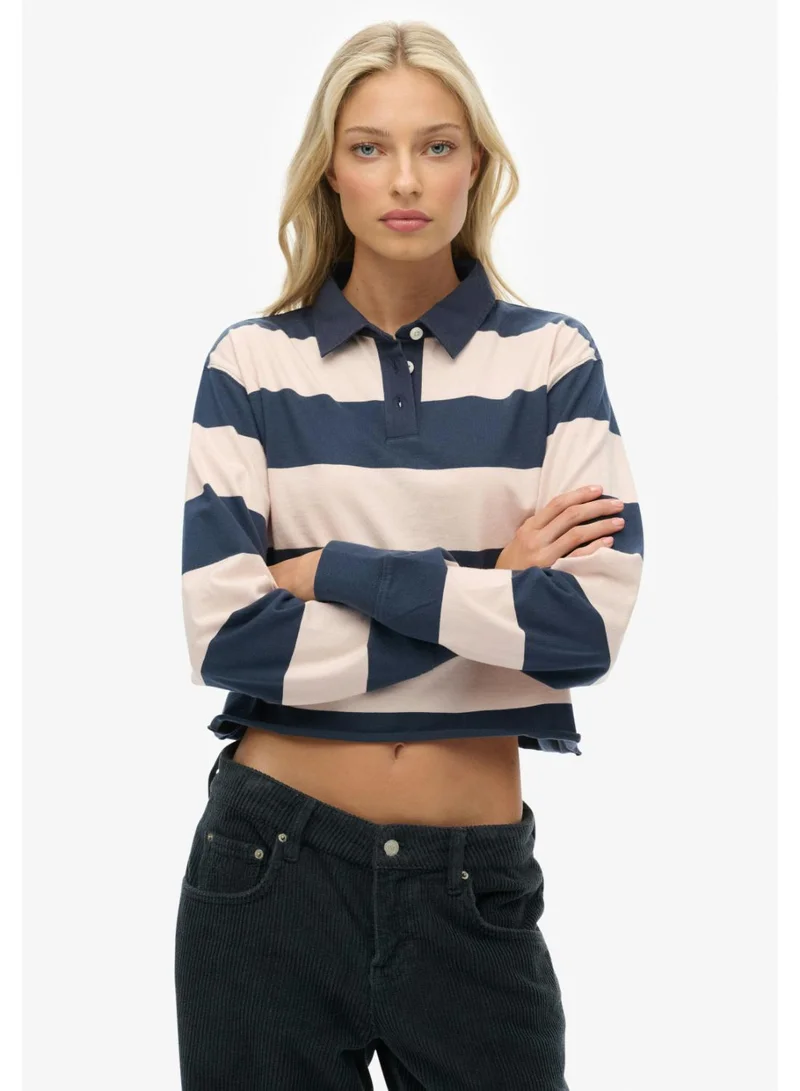 Superdry Athletic Essentials Cropped Stripe Rugby Top