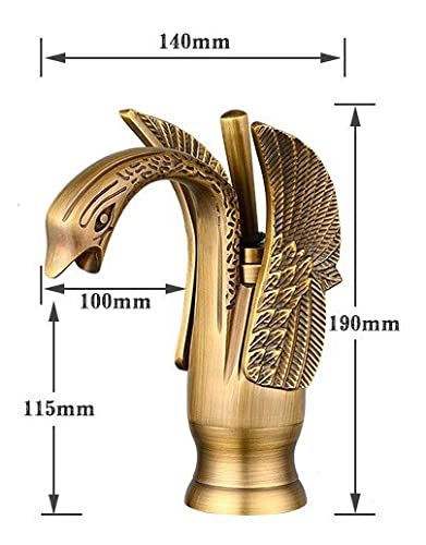 InArt Luxury Swan Shape Brass Sink Faucet Polished Bathroom Single Hole/Hot & Cold Wash Basin Mixer/Tap Antique Finish - Image 2