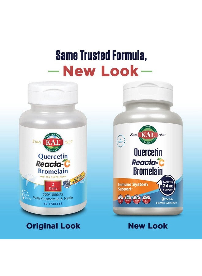 KAL Quercetin Reacta-C Bromelain Immune Support Supplement, 24 Hour Immune Defense with Bioflavonoids, Vitamin C 1000mg and Quercetin 500mg, Vegan, Gluten Free, 60-Day Guarantee, 30 Serv, 60 Tablets - Image 3