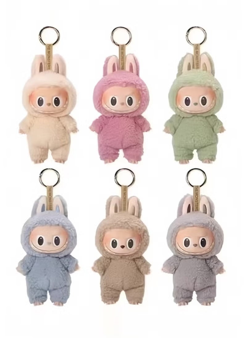 LABUBU 6-PACKS Doll Pendant Labubu Macaron Vinyl Plush Doll 17cm ,Perfectly Matched With Labubu's Clothing  - Image 1