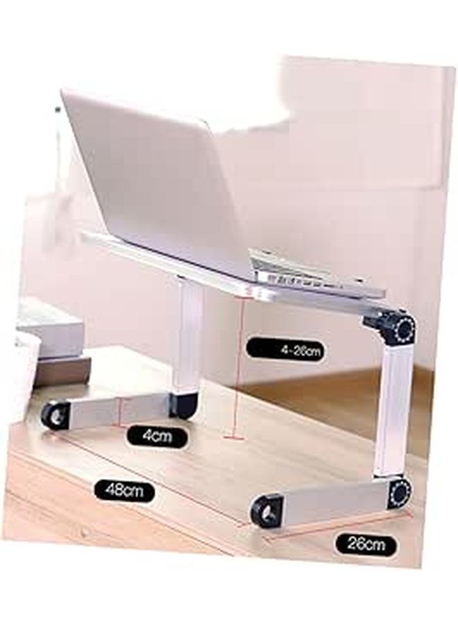 Adjustable Height Laptop Stand White Aluminum Ventilated Sturdy Holder for Standing Desk - Image 1
