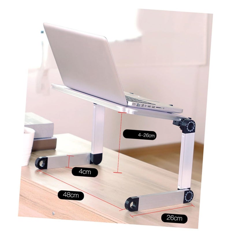Adjustable Height Laptop Stand White Aluminum Ventilated Sturdy Holder for Standing Desk - Image 2