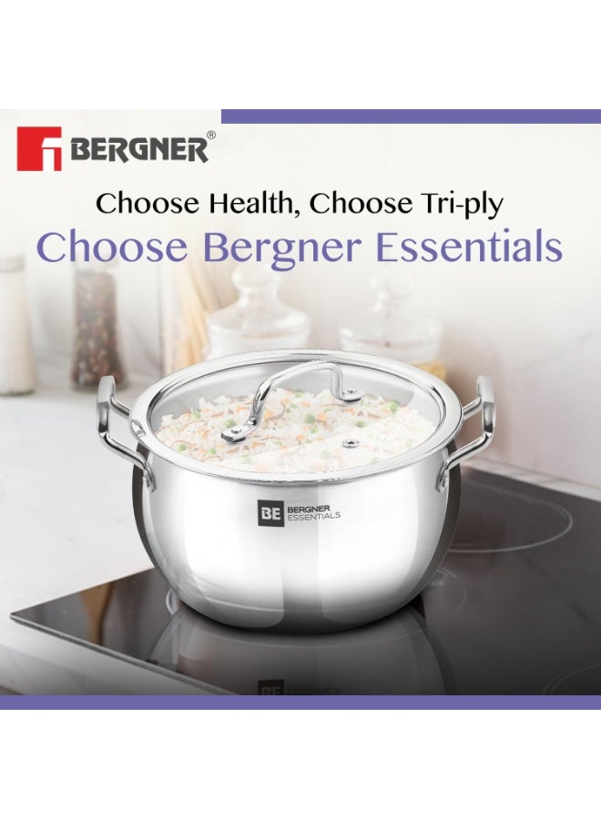 Bergner BE Essentials TriPly Stainless Steel 16cm Rice Handi with Lid, Small Rice Handi with Handle, Even Heat Distribution, Non-Toxic, Healthy, Less Oil Use - Induction and Gas Stove Ready - Image 4