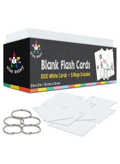 Blank Flash Cards For Studying 2 X 3 Blank Index Notecards 1000 Pre Hole Punched White Index Cards With Metal Binder Rings Blank Flashcards For Gmt Prep Math And Language
