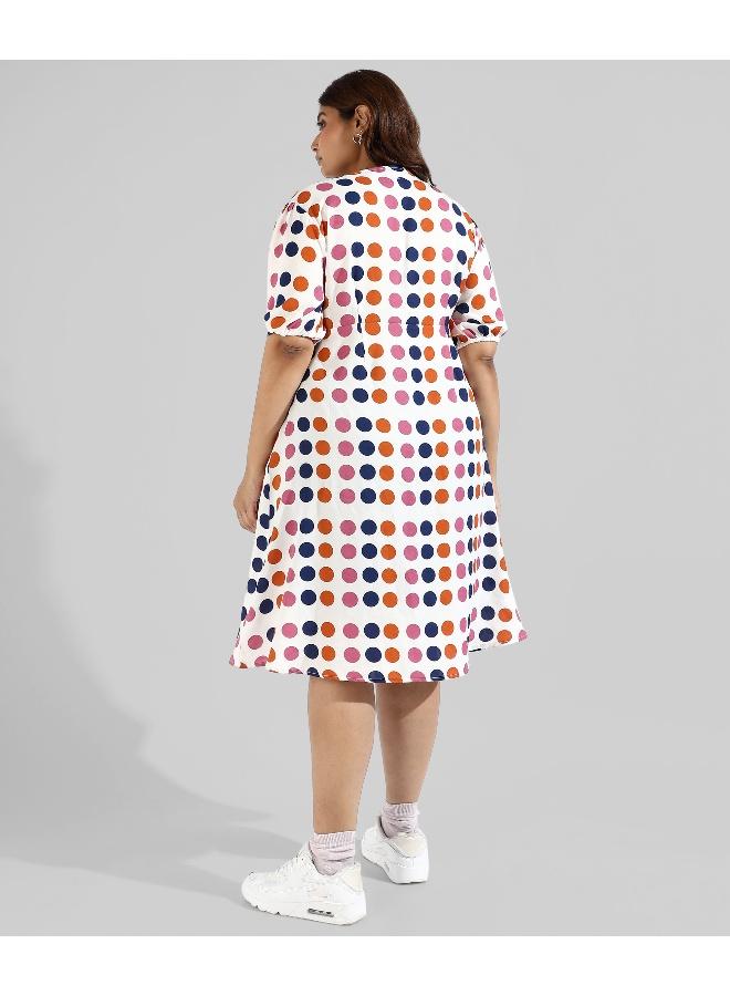 Instafab Plus Women Polka Dot's Design, Button Stylish Casual Dresses - Image 4